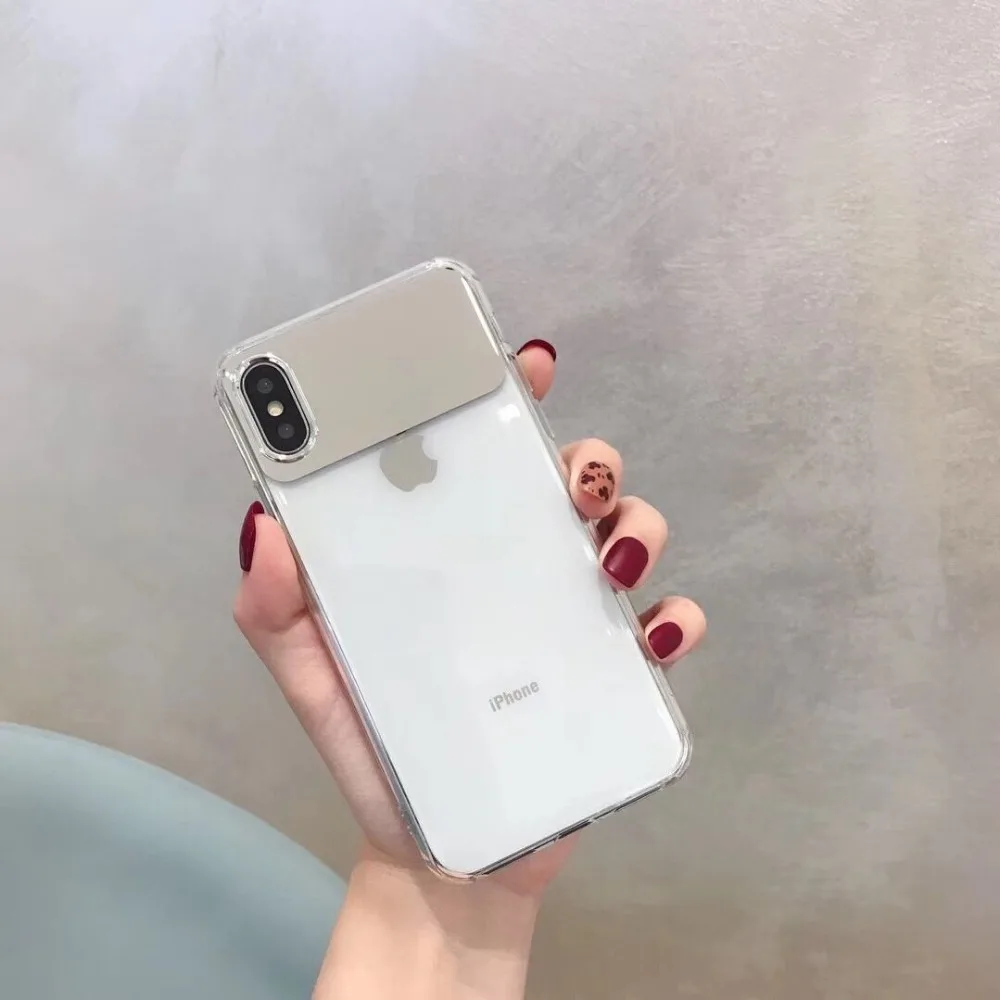 HUANQING Fashion mirror cell phone shell For X XR XS Max transparent For iPhone 6 6S 7 7Plus 8 8Plus Protective Cover case08