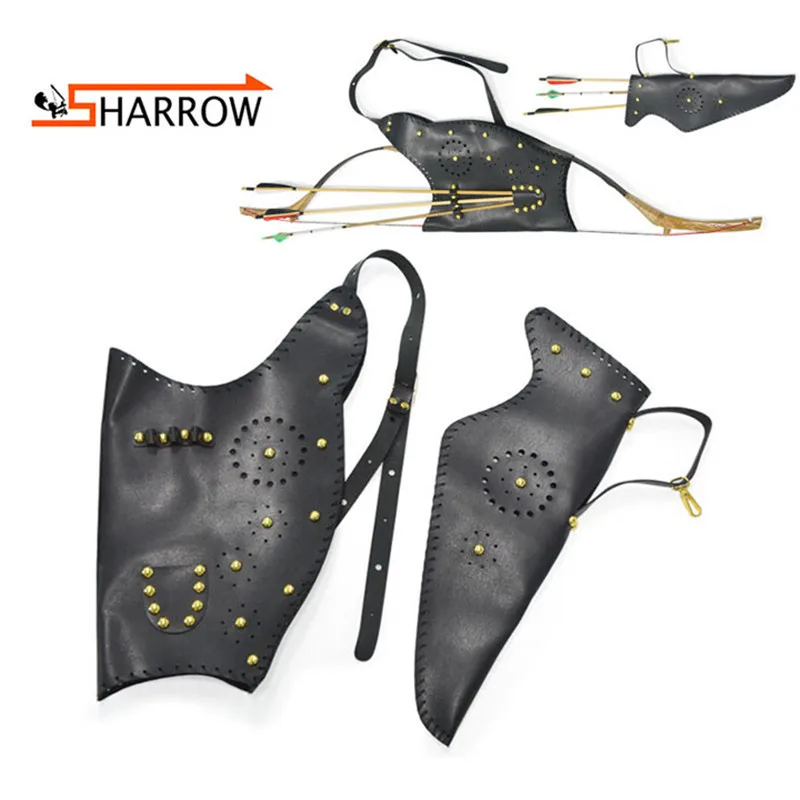 

1 Set Arrow Bag Packet Quiver Black Cowhide Storage Arrows Easy Carry Accessories