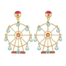 Amybaby, ручная работа, модный дизайн, эмалированная глазурь, колесо обозрения, женские серьги-гвоздики, ювелирные изделия для женщин, вечерние