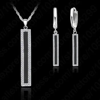 

Free Shipping 925 Sterling Silver Oil Pendant Necklace/Earrings Women Wedding Jewelry Set