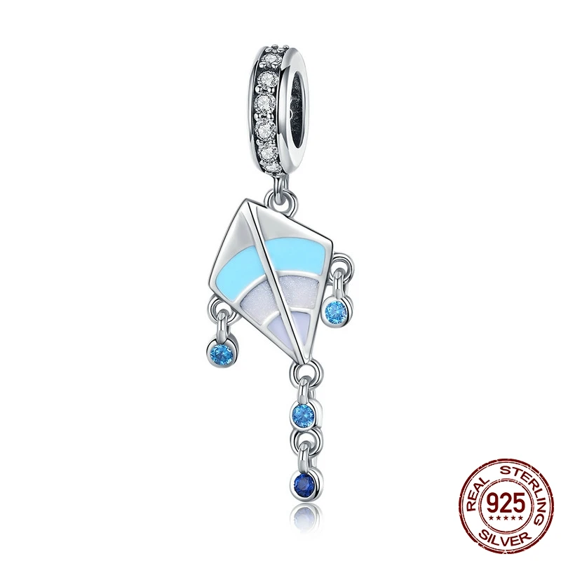 

MYBEBOA 925 Sterling Silver Charms Fit original Pandora Bracelets Necklaces Kite Pendant Color Enamel Charms Jewelry