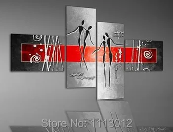

New Nude Women Sexy Dancer Girl Oil Painting On Canvas 4 Panel Arts Set Modern Home Abstract Wall Decor Picture for Living Room