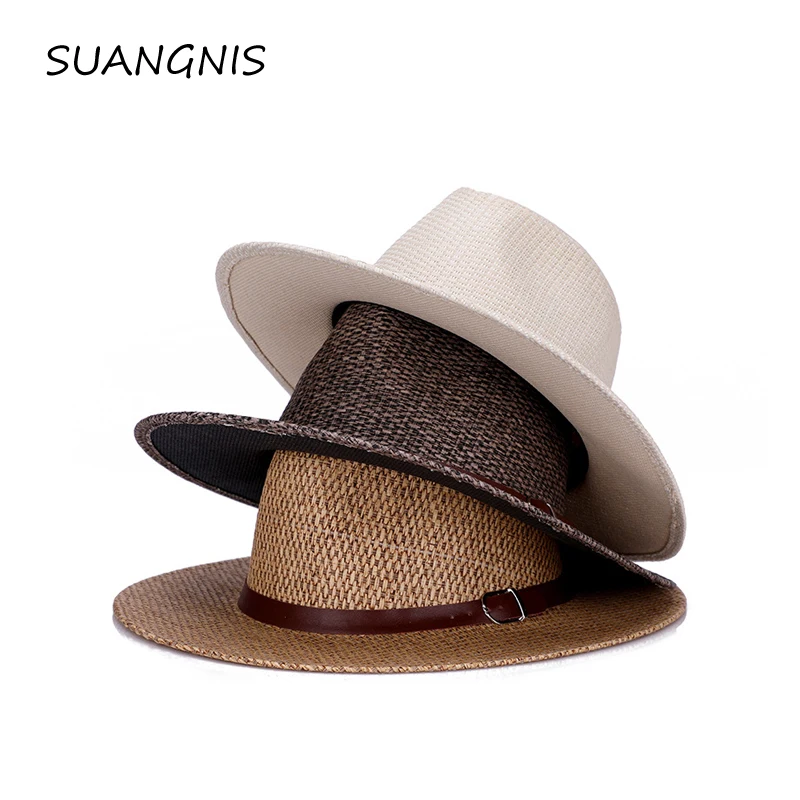 

2019 Summer unisex sun hat casual vacation Panama straw hat men wide brim Beach jazz men hats outdoor casual hat