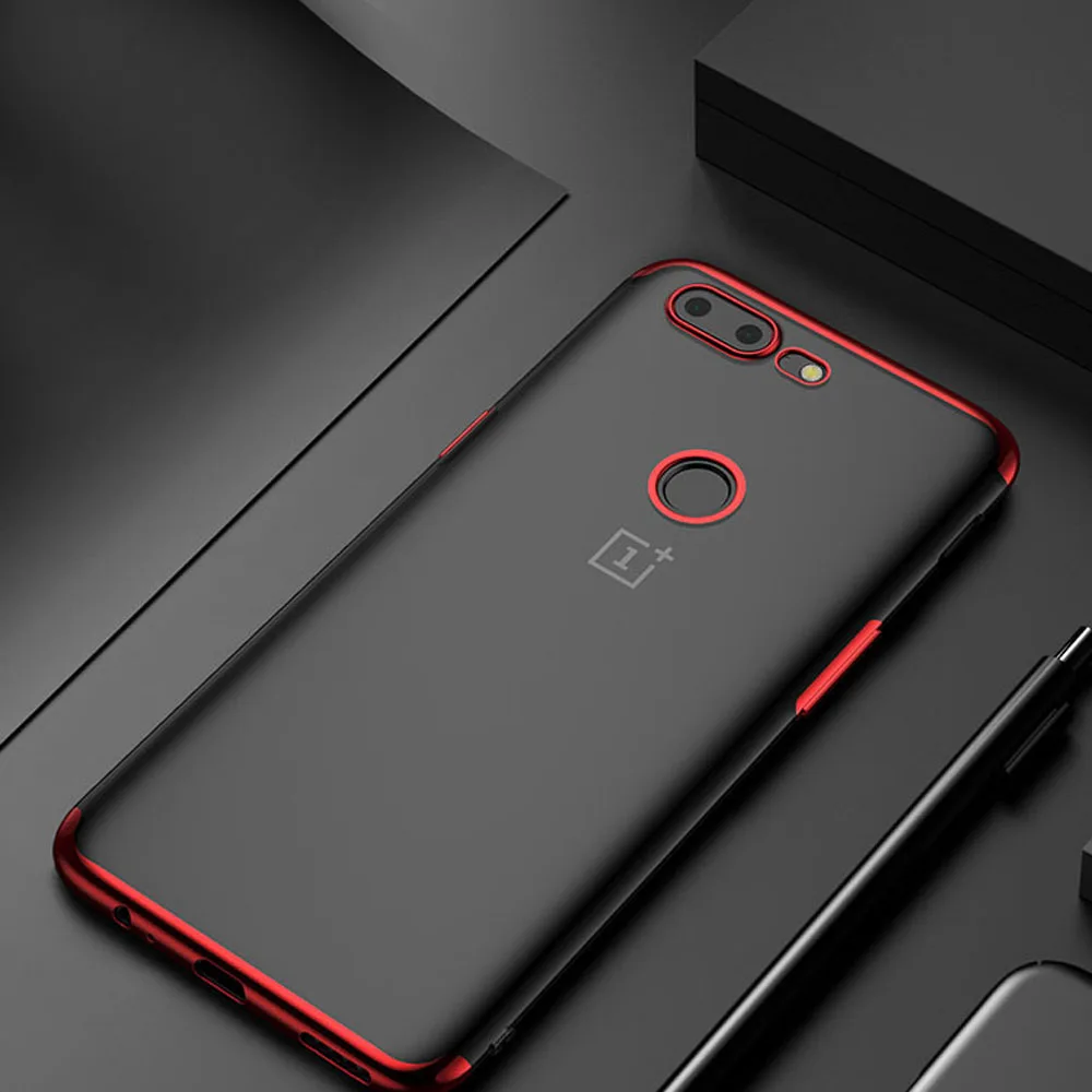 spesifikasi Ultra Tipis Batal Plating Chrome TPU Anti Gores Kasus Untuk Satu ditambah 5 T Lembut Silicone Gel Transparan Cover Untuk OnePlus 5 T A5010