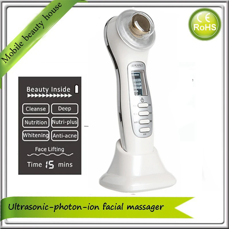 3MHZ Ultrasonic Photon Galvanic Facial Device EMS Face Lift Skin Rejuvenation Beauty Massager Free Shipping