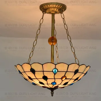 

16inch Tiffany Baroque Stained Glass Suspended Luminaire E27 110-240V Chain Pendant lights for Home Parlor Dining bed Room