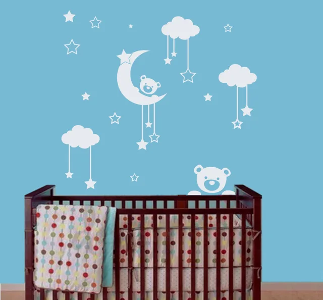 Vinyl Wall Decal Sticker For Kids Nursery Bedroom Teddy Bear Moon Vinyl Wall Decal Sticker For Kids Nursery Bedroom Teddy Bear Moon Home Decor Art Murals