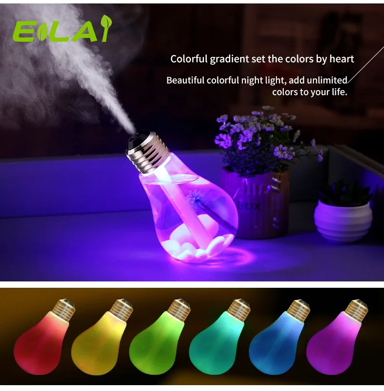 

USB Ultrasonic Humidifier Home Office Mini Aroma Diffuser LED Night Light Aromatherapy Mist Maker Creative Bottle bulb