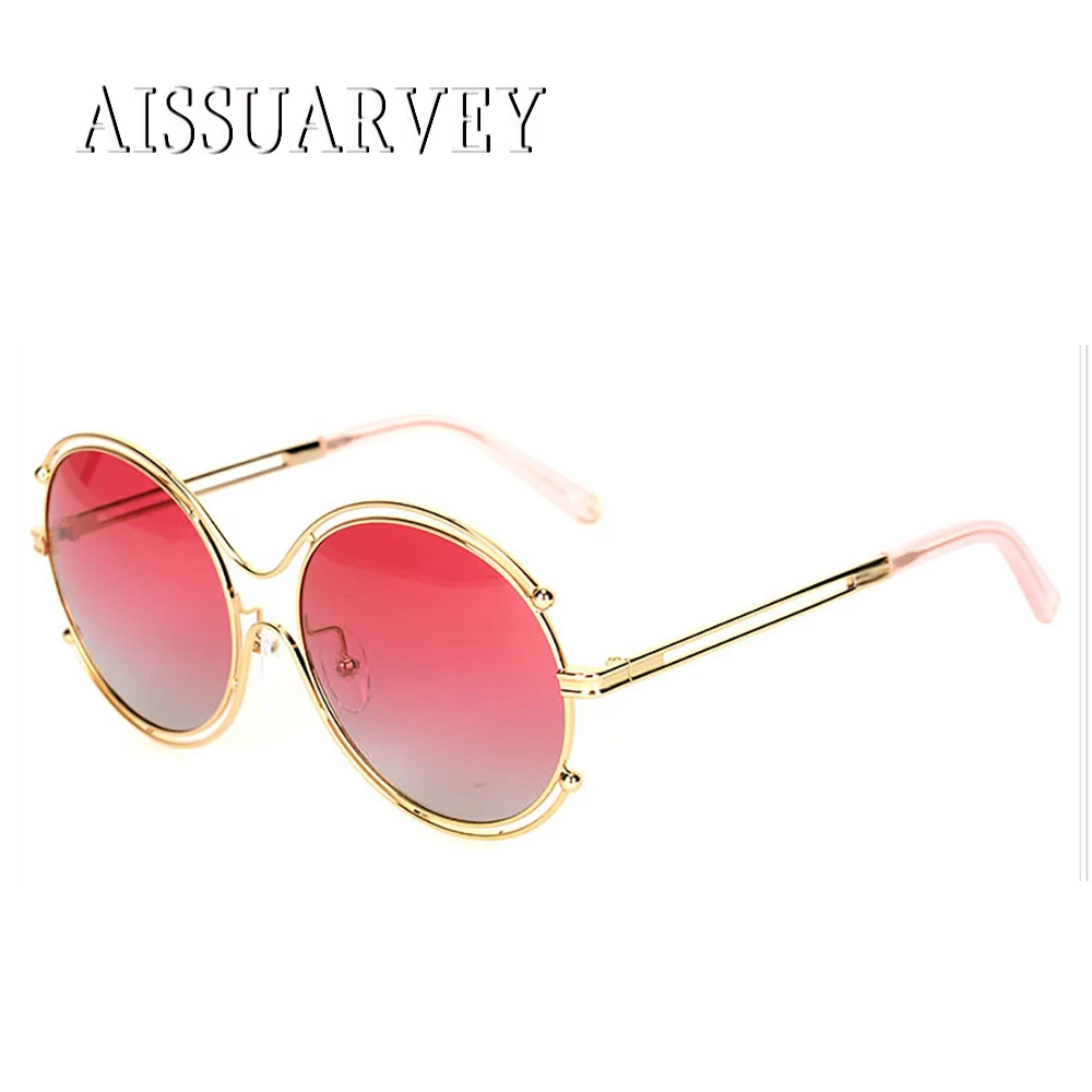 

Round Retro Fashion Top Quality Oversize Metal Sunglasses for Women Brand Designer 2019 Mirror Pink Lady Girl Photo Sun Glasses