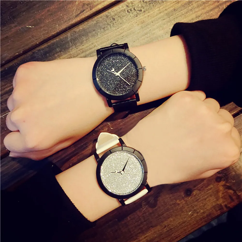 

Cute Moon Stars Design Analog Lover's Wrist Watch Unique Romantic Starry Sky dial Casual Fashion quartz watches Woman Girl Gift