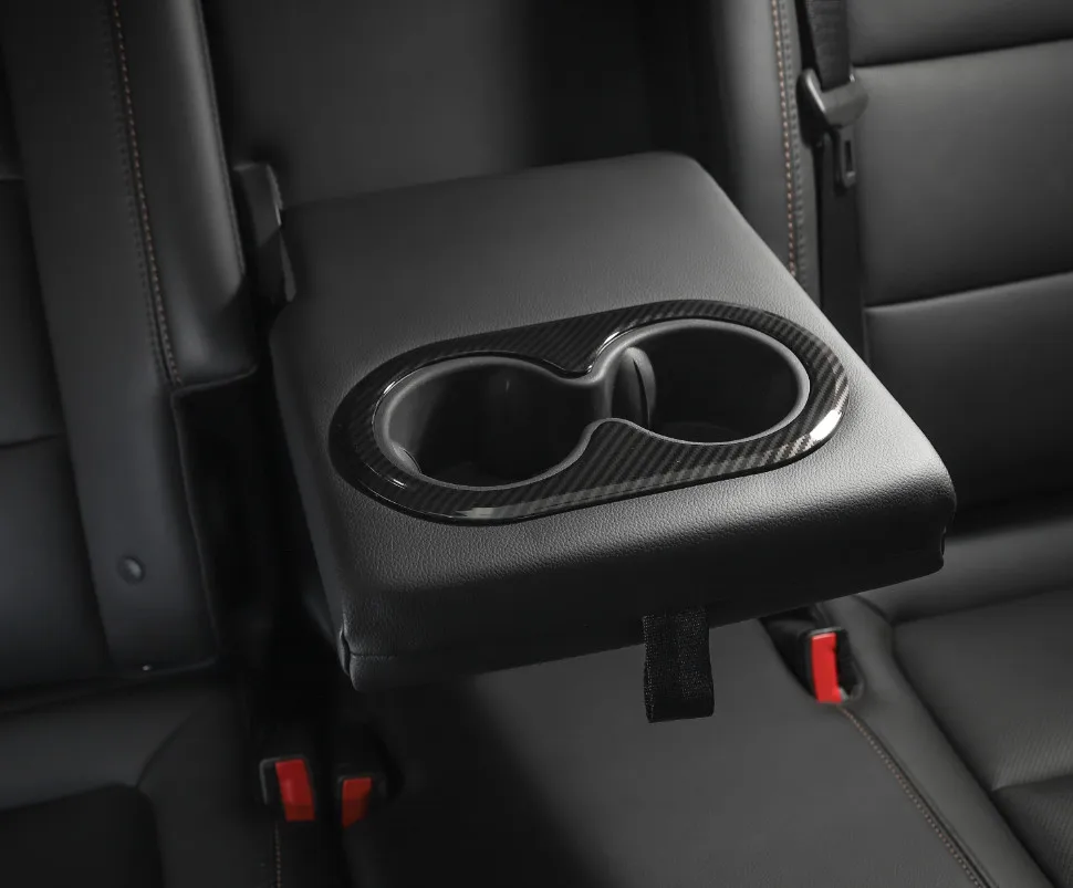 Carbon Fiber Car Rear Seat Water Cup Holder Cover Interior Trim Fit For