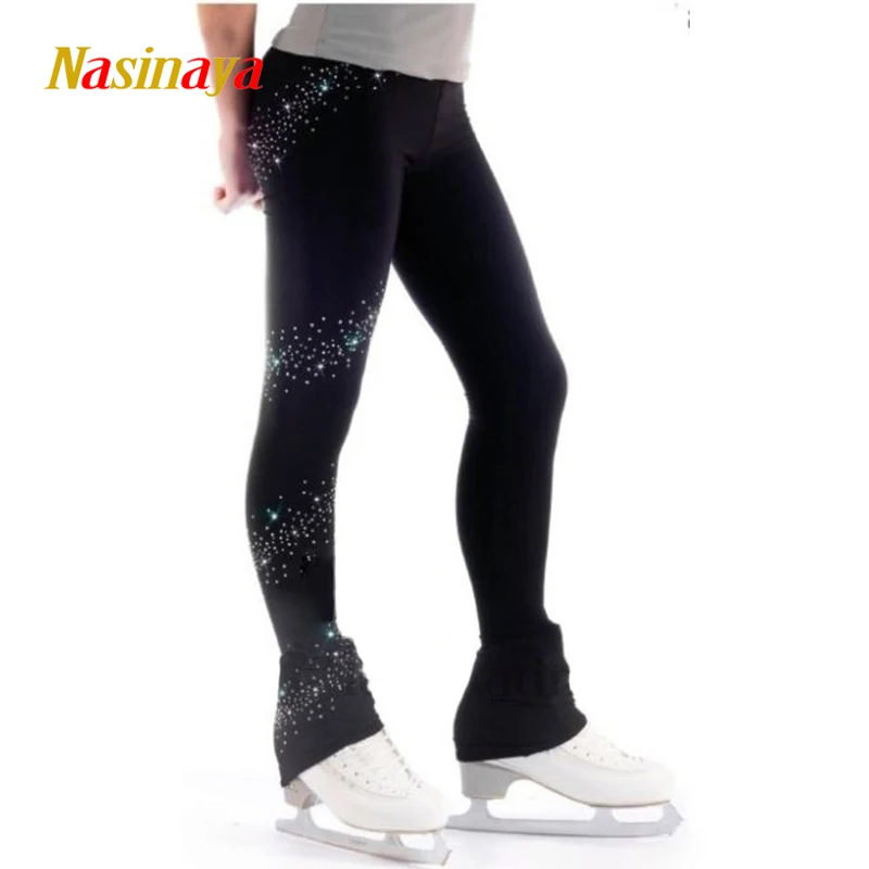 Costume Customized Ice Skating Figure Skating Suit Jacket And Pants Spiral Wide Rhinestone Warm Fleece Adult Child Girl Black 