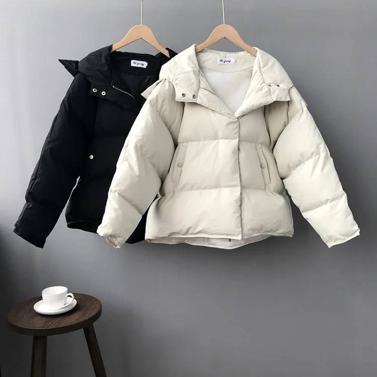 Jacket Woman 2018 Winter New Style Solid Color Bat Sleeve Short Down Cotton Women