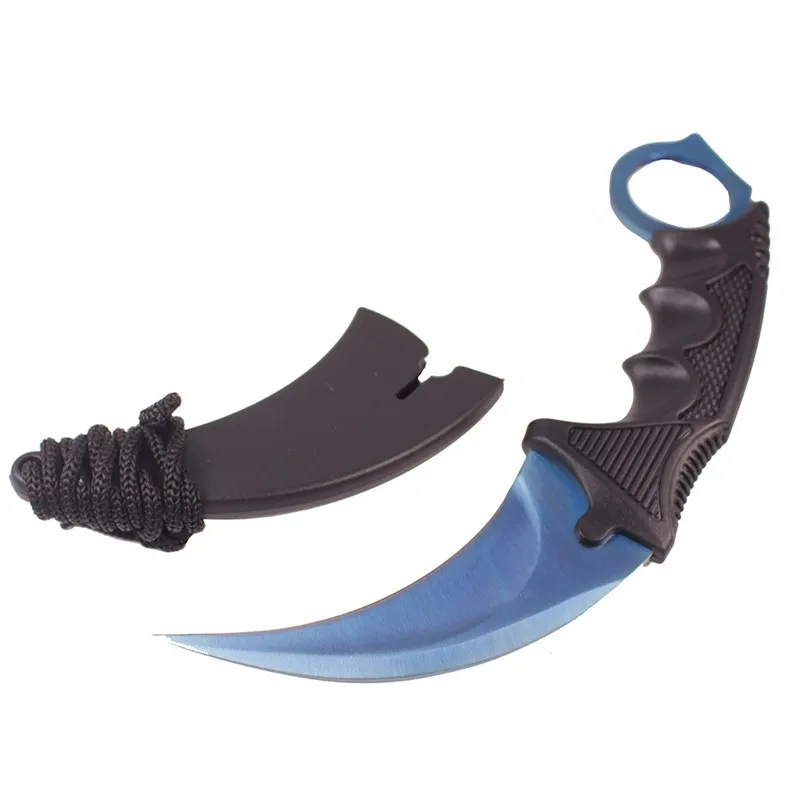 CS Cold Karambit нож CS GO контр страйк ножи для выживания охотничий нож инструменты для кемпинга с оболочкой для охоты на открытом воздухе - Цвет: Blue