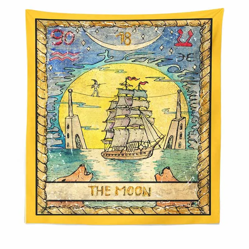 Желтый Ведьмак гобелен солнце Звезда Луна Таро гобелен настенный Винтаж Астрология мистическая стена ковер на стену с рисунком художественные подарки