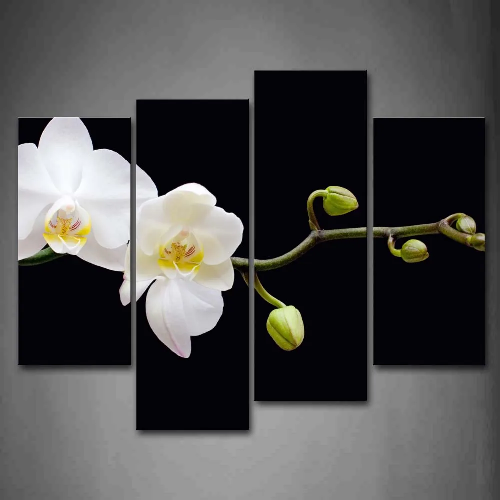 

Framed Wall Art Pictures Flower Buds Branch Canvas Print Flower Modern Posters With Wooden Frames For Living Room Decor