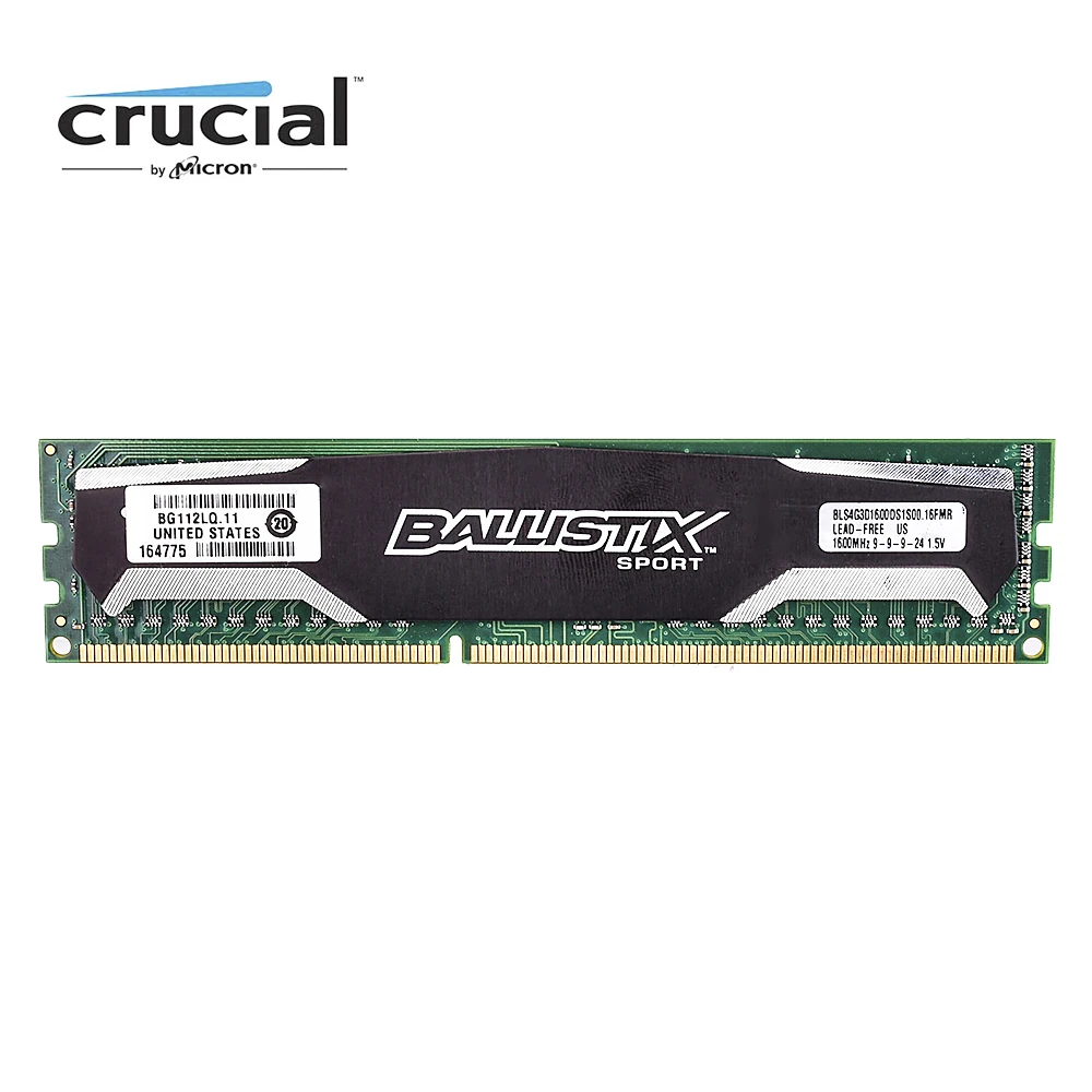 2X4GB Crucial 8GB PC3-12800 DDR3-1600MHz Desktop Memory Ram