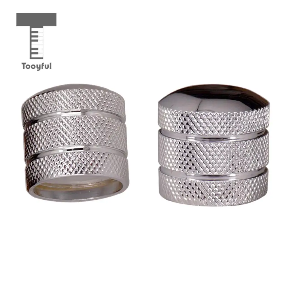 Tooyful 2 Pieces Volume Tone Control Knobs Turn Button for Electric Guitar Bass Replacement Silver
