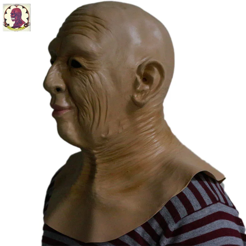 

2018 Realistic Latex Masks Creepy Prop Old Bad Man Mask Full Head Latex Rubber Masquerade Cosplay Mask Party Face Carnival