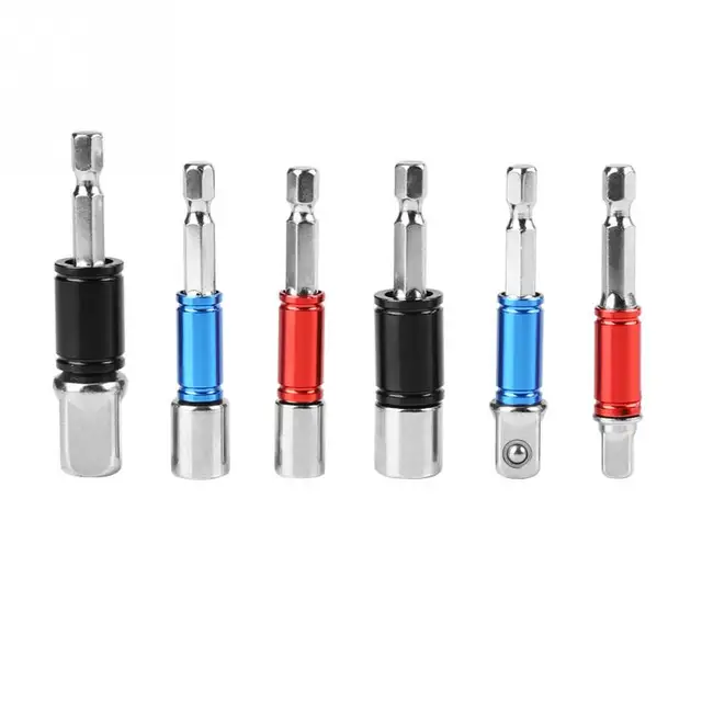 6pcs/Lot 1/4inch Shank Hex Socket Sleeve Magnetic Tools Nut Driver Set Power Tool with Extension Bar Adapter
