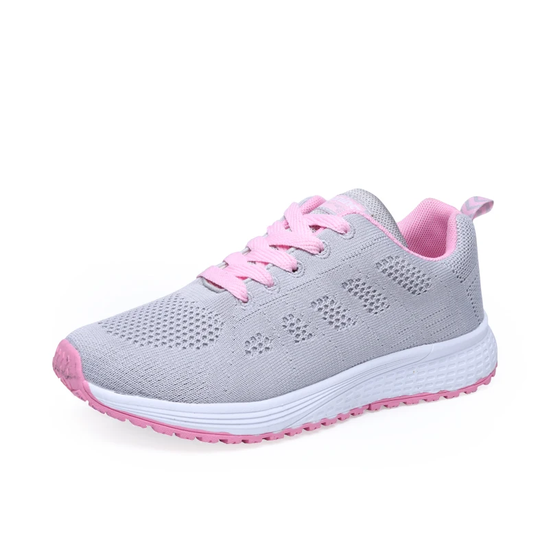 Pink Брендовые женские кроссовки на плоской подошве; цвет розовый, белый; tenis feminino; модная прогулочная обувь из сетчатого материала; удобная женская повседневная обувь для бега - Цвет: Pink