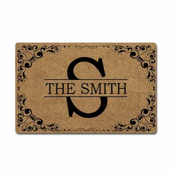 

Custom Family Name Personalized Doormat Letter Monogram Door Mat Rubber Non-Slip Entrance Rug Floor Mat Welcome Mat Home Decor I