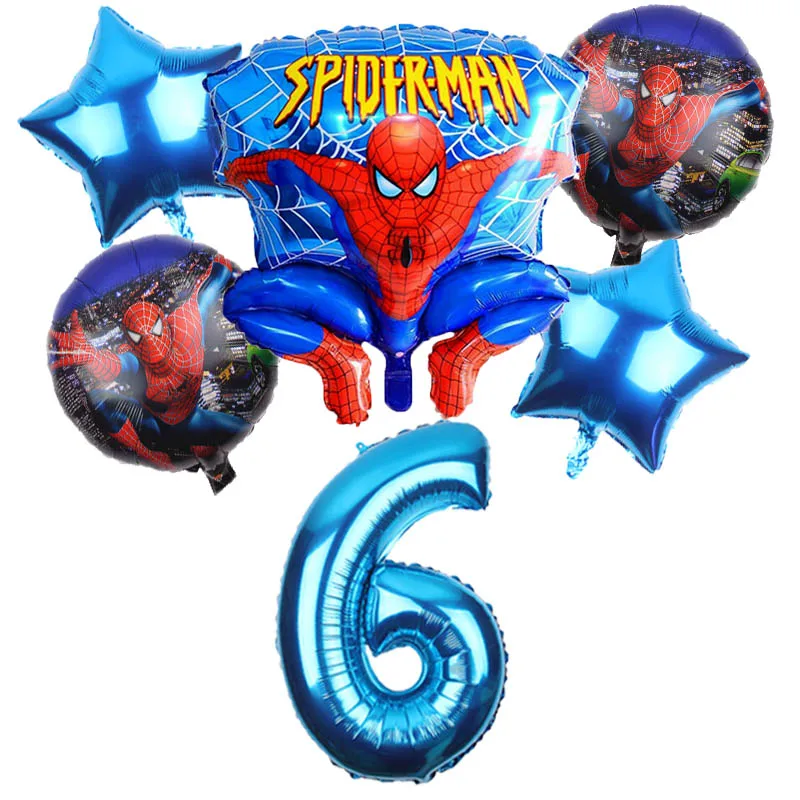 6pcs/lot Spiderman Foil Helium Balloons 30" Red Number Party Inflatable Ball Birthday Party Decoration Kids Toys Star Globos