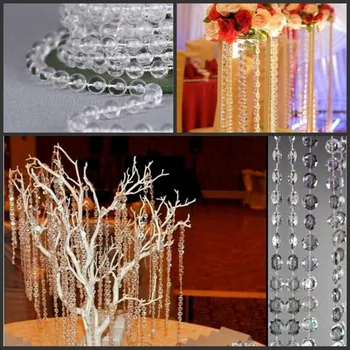 

66 Feet Per Roll Transparent Acrylic Crystal Beads Garland Strand Wedding Decoration Curtain Chains DIY Craft Ornament Party Sup