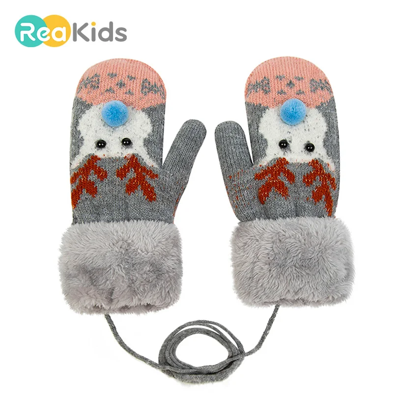 New Solid Soft Winter Warm Mitten Knitting Gloves For Age 2-5 Children Kids Baby