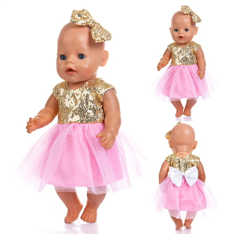 Повязка на голову+ платье, одежда, Размеры: 17 дюймов 43 см для ухода за ребенком для мам, кукольная одежда для новорожденных одежда куклы, платье для малышей на день рождения, фестиваль, подарок