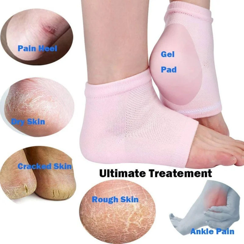 Silicone Moisturizing Gel Heel Socks For Cracked Dry Foot Skin Care Protectors Sock 1 Pair/2pcs | Красота и здоровье