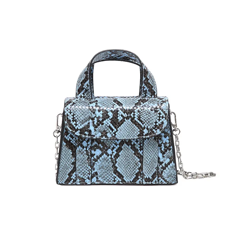 

2019 Summer New Niche Design Double Cover Mini Retro Animal Snake Print Chain Shoulder Messenger Bags Women Purse Handbag