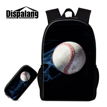 

Dispalang 2PCS/Set Mens Backpack Pencil Case For Primary Students Ball Printing Kids School Bag with Pencil Bag For Boys Mochila