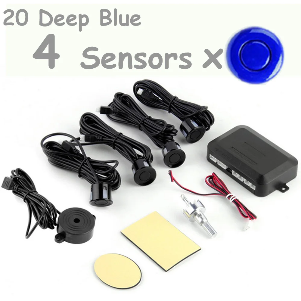 Обратный резервный радар-детектор, система, комплект, автомобильный парковочный датчик, монитор, автоматическое звуковое оповещение, Биби звуковая сигнализация, DC12V, 4 датчика s - Название цвета: Deep Blue
