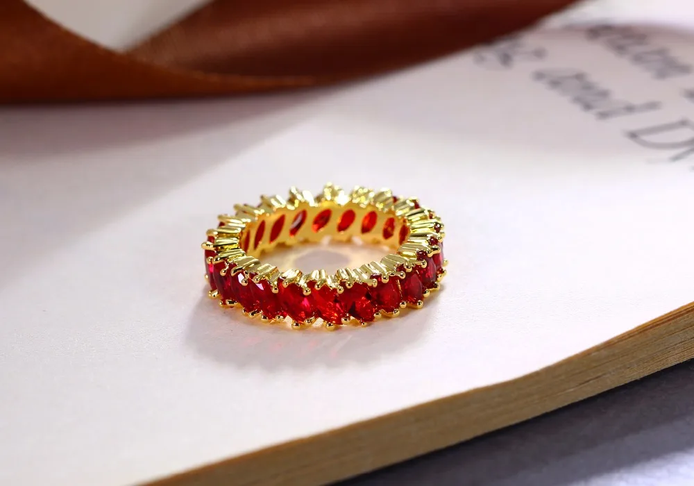 Модное красочное кольцо на палец с кубическим цирконием, элегантный простой дизайн, 6 цветов, ювелирное изделие на годовщину, модный стиль, круглые кольца