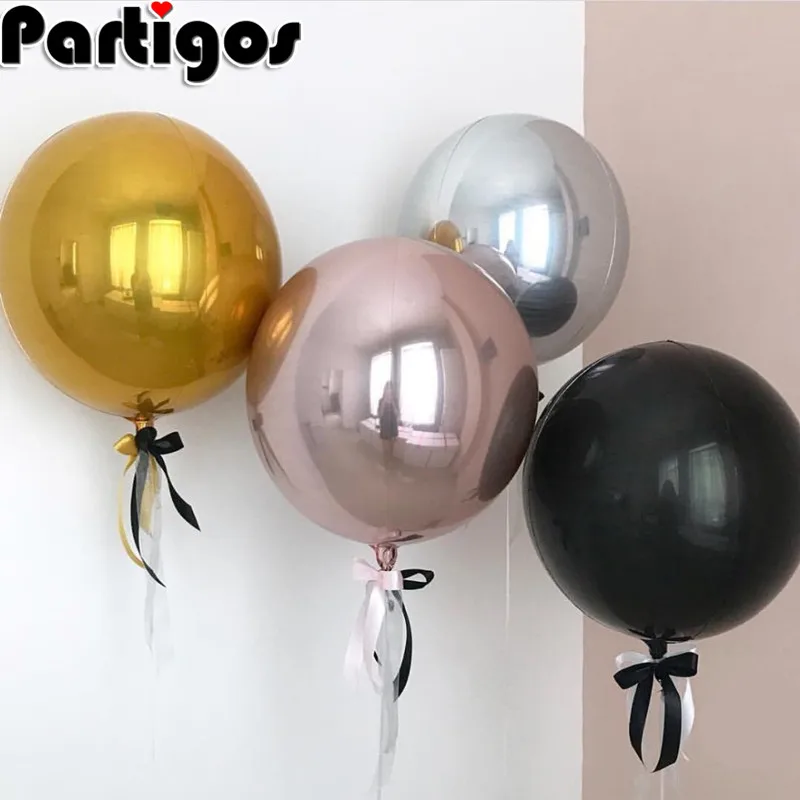 

50pcs 22inch 4D Metallic Dimensional Rose Gold Silver Foil Balloons Helium Inflatable Globos Supply Wedding Birthday Party Decor