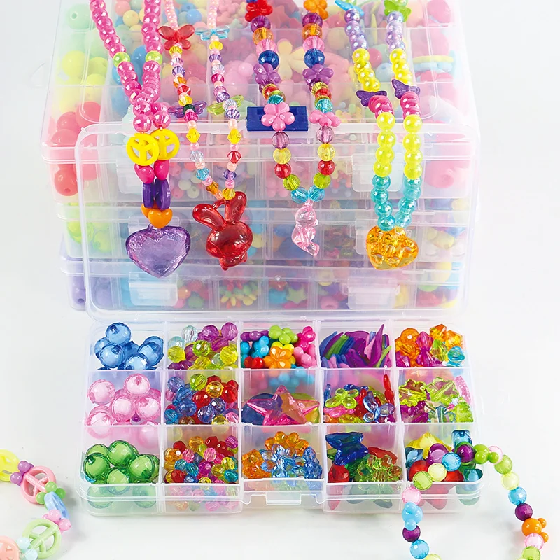 DIY Toys Beads Toys For Children Lacing Beads Accessories Handmade Bracelet Necklace Arts Crafts Beads Set For Girls MK2764H