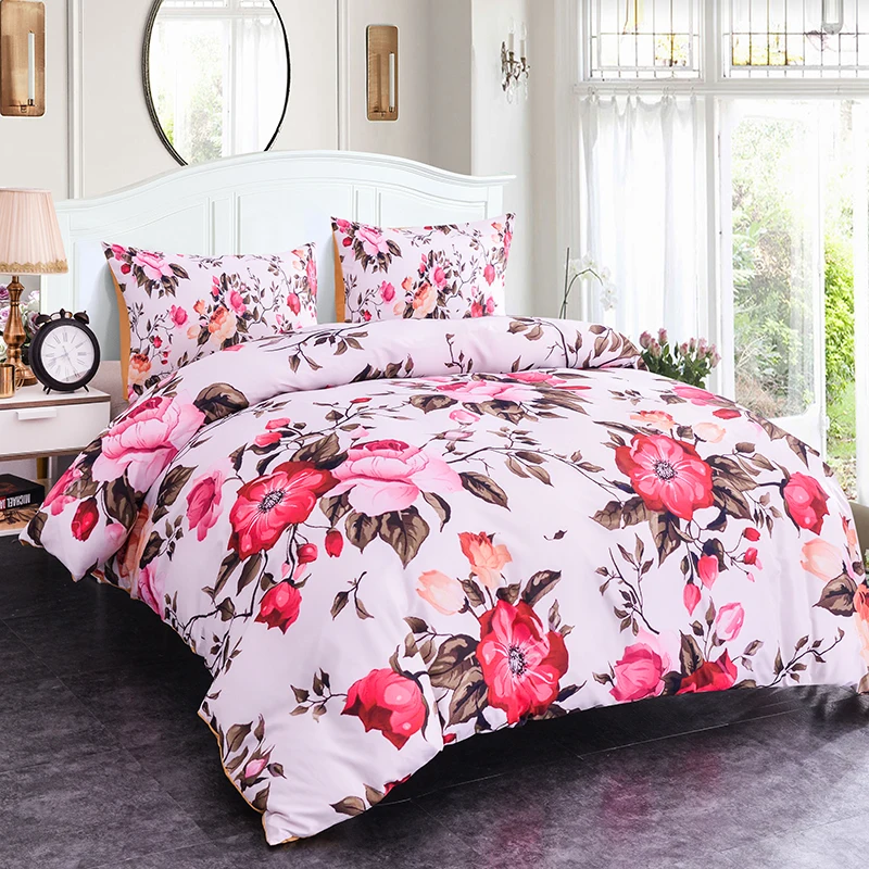 

ZEIMON Bedding Set Beautiful Flowers Pattern 3/4pcs Home Textiles For Duvet Cover Pillowcase Polyester Bedclothes Room Decor