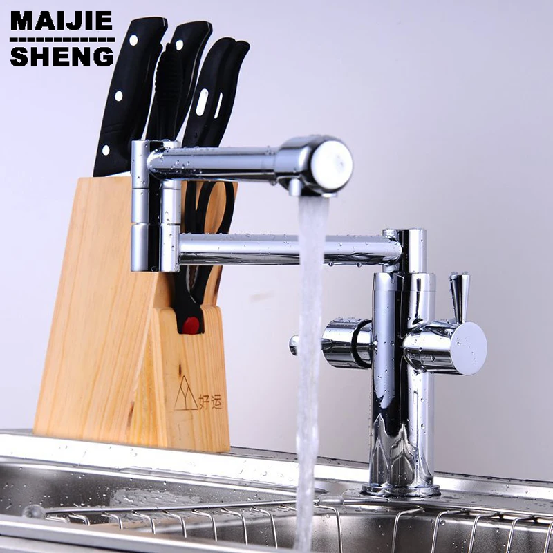 whole brass Folding Copper Sink Chrome Wall Kitchen Faucet Kitchen Wall Water Tap Water Tap torneira