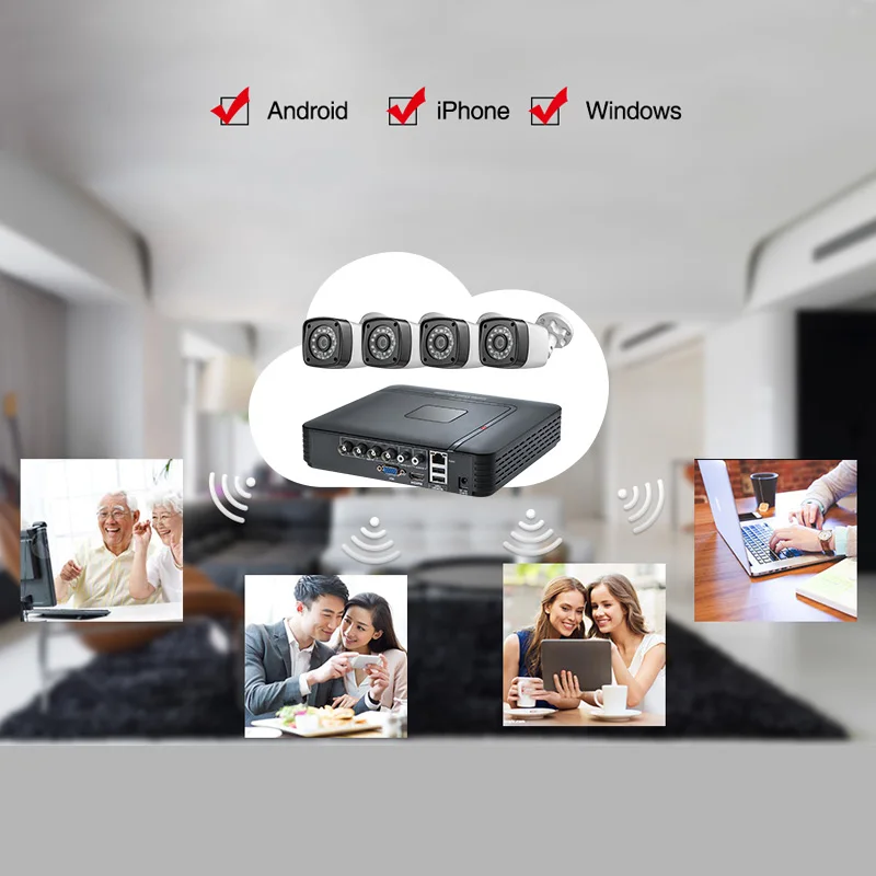  FUERS AHD CCTV HD 4MP Camera 8 Channel 6in1 DVR H.265 Surveillance System Outdoor Camera Security S