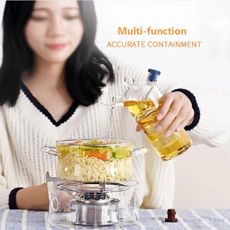 حرارة عالية زجاجة صلصة التوابل زجاجة زيت والخل جالس الزجاج جرة مختومة زجاجات بهار تخزين النبيذ الزجاج لشريط