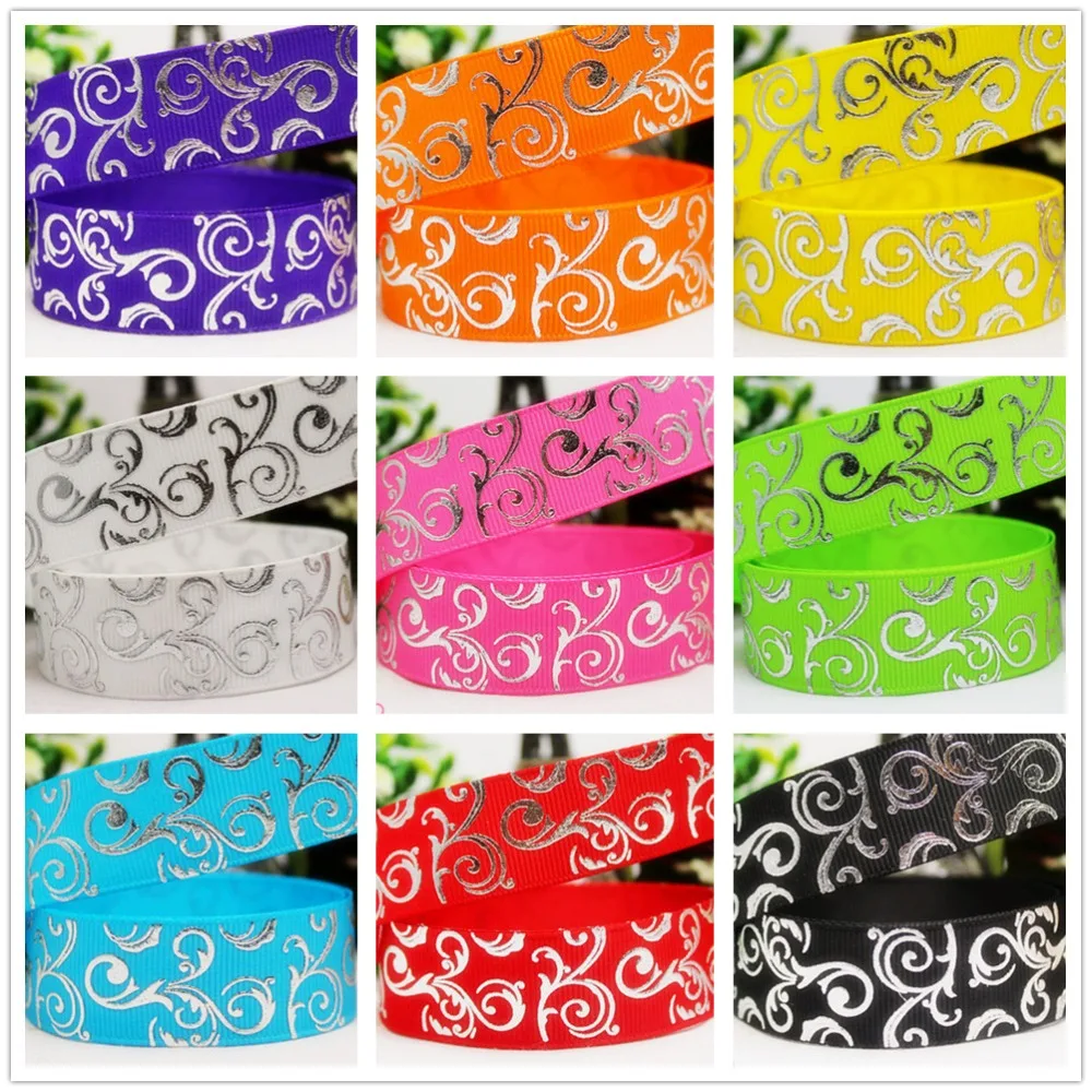 

14102314,7/8'' 22MM Patterns hot silver Printed grosgrain ribbon, DIY handmade materials accessories,Gift wrap ribbon