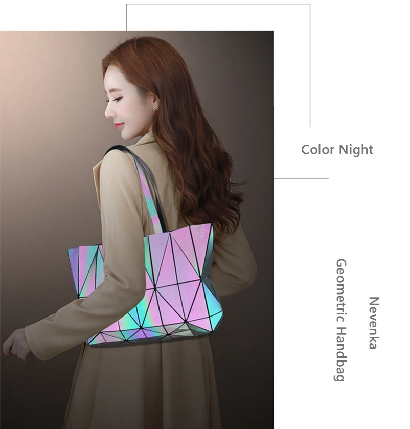 Nevenka Women Luminous Handbag Leather Shoulder Bag Women Geometric Handbags 2018 Large Tote Bag for Women Leather Crossbody Bag04