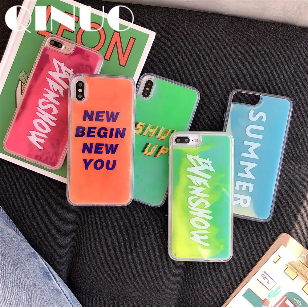 Luminous Colorful liquid quicksand Case For iPhone 6 6S 7 8 Plus X XS Max XR Summer Sand Phone Cover Coque Telefon kilifi Water |