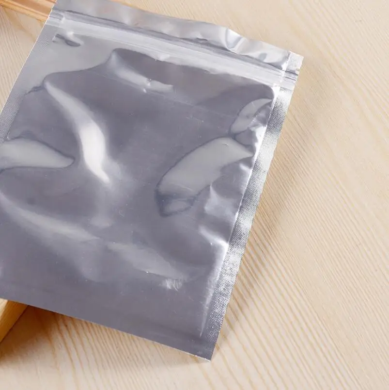 Глянцевый серебристый Алюминий Фольга Zip Lock сумку Mylar Телевизор с закрывающейся мешок с застежкой-молнией для Еда Чай хранения LX2384