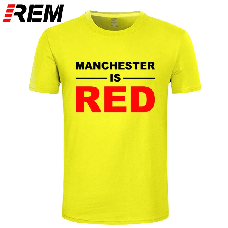 REM Летний стиль Великобритания красного цвета с принтом букв T рубашки мужские хлопковые Манчестер футболки мужские футболки Camisa Masculina - Цвет: 1