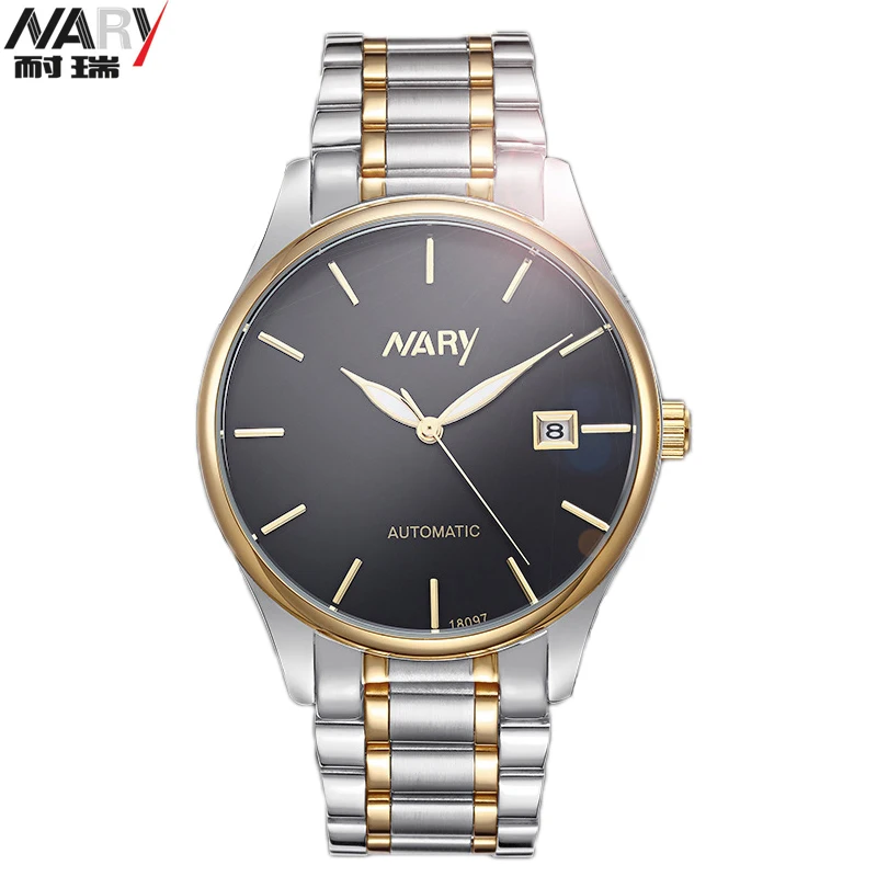 NARY Gold font b Mechanical b font font b Men b font Wrist Watch Top Brand