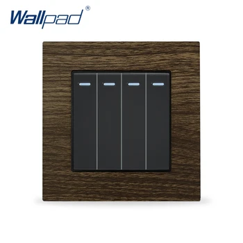 

Wood 4 Gang 2 Way Stair Rocker Light Switch Metal Panel Push Button Switches Wallpad Double Control Cross Switch Interrupteur