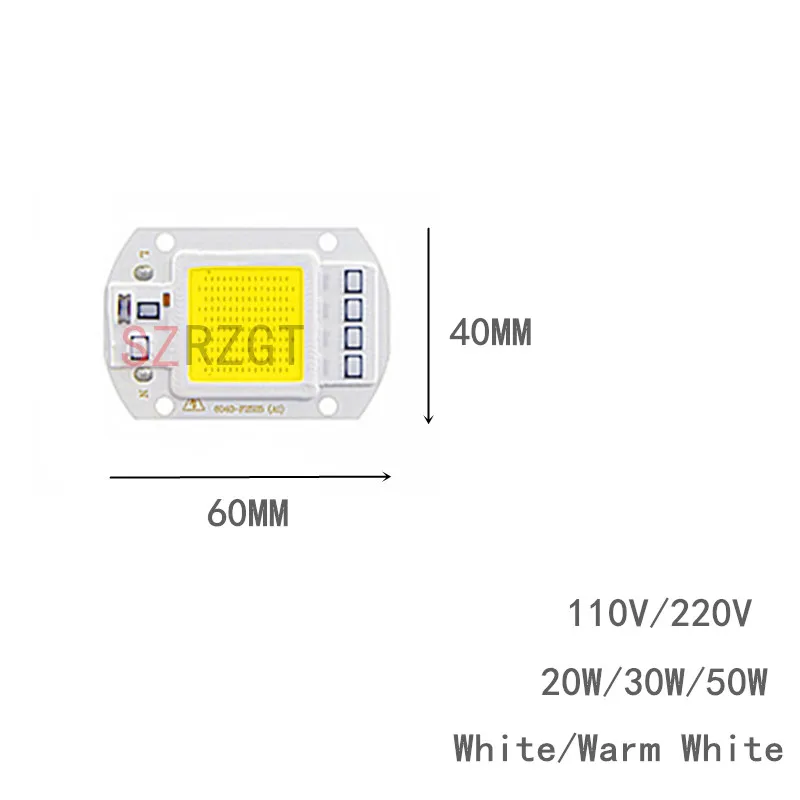 Светодиодный чип COB 110 В/220 В, 3 Вт, 5 Вт, 7 Вт, 9 Вт, 20 Вт, 30 Вт, 50 Вт, белый/теплый белый светодиодный светильник, входная умная лампа IC, прожектор, точечный светильник