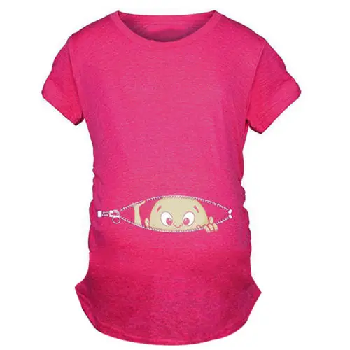 Модная футболка размера плюс для малышей; Забавные футболки для беременных; топы; одежда для мам - Цвет: Красный